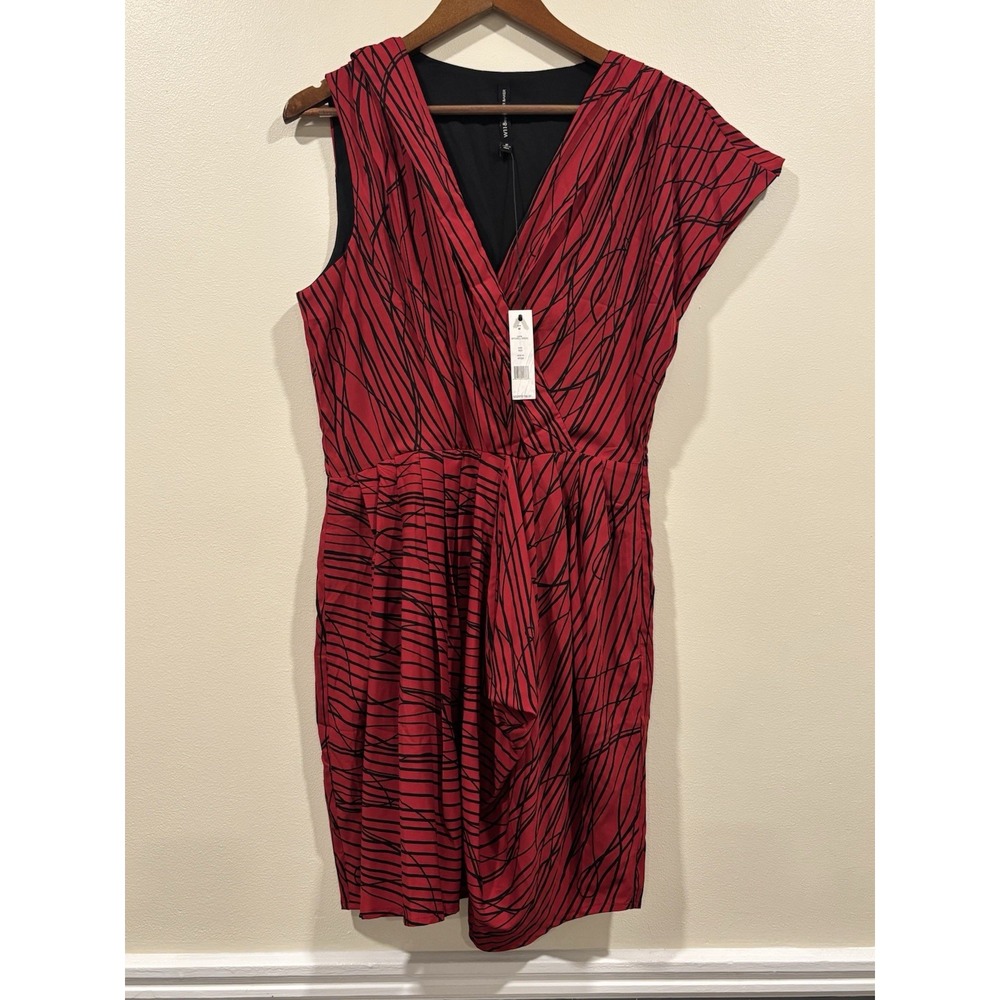 NWT W118 by Walter Baker Red and Black Asymmetrical Dress‎ Size M